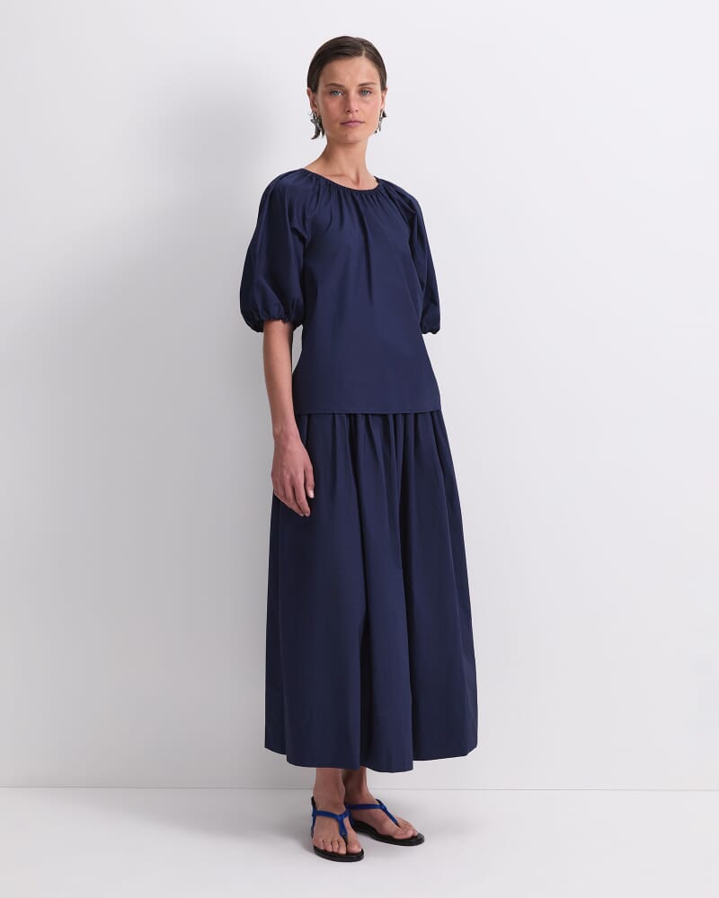 Nila Tie Half Sleeve blouse in NAVY