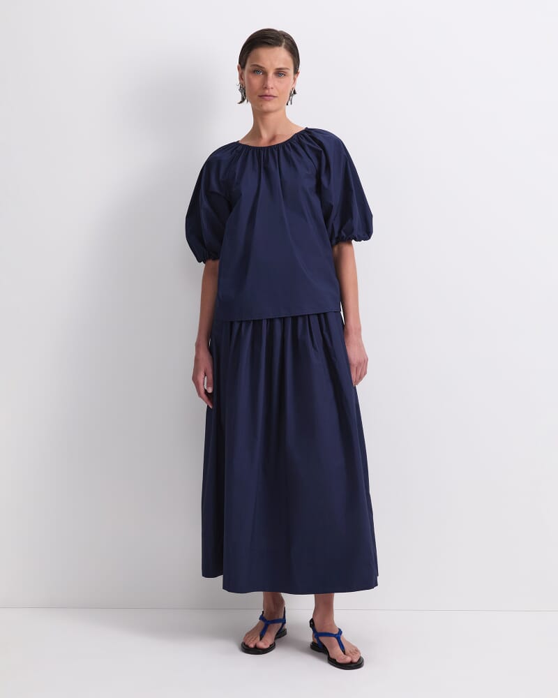 Nila Tie Half Sleeve blouse in NAVY