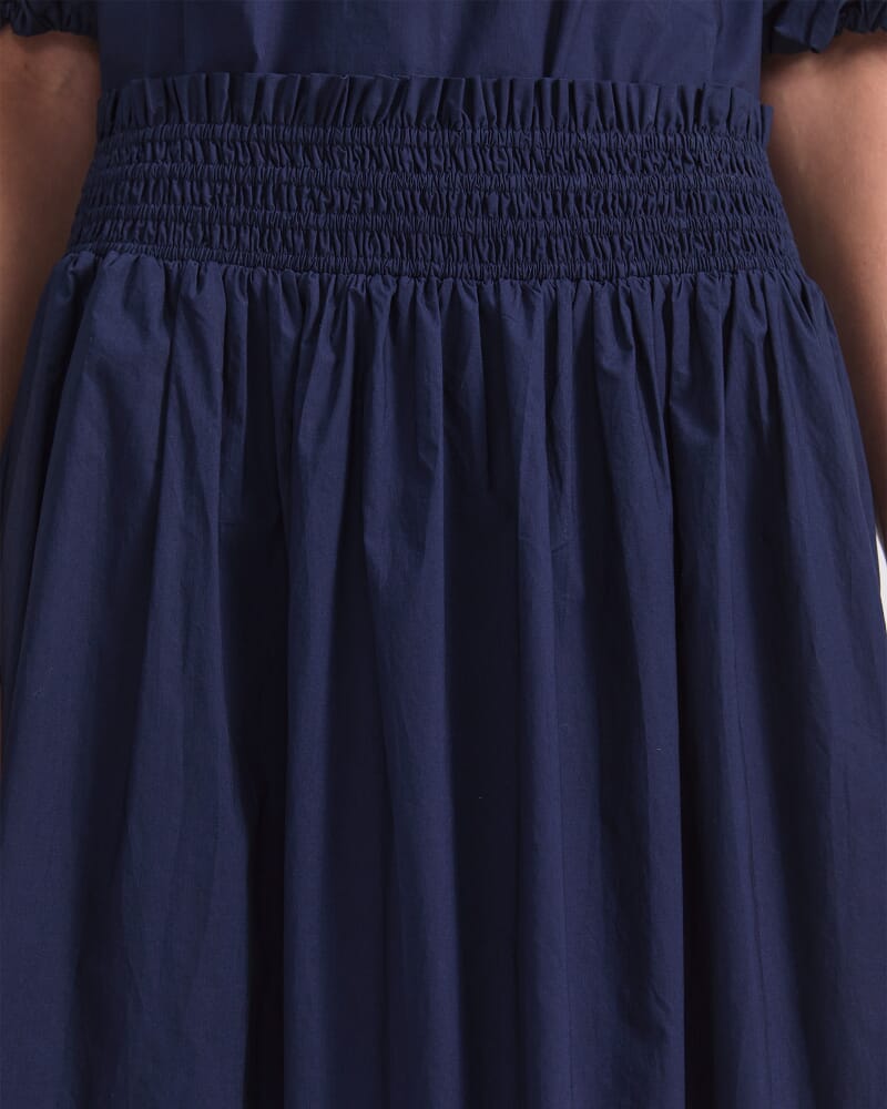 Nila Cotton Midi Skirt in NAVY