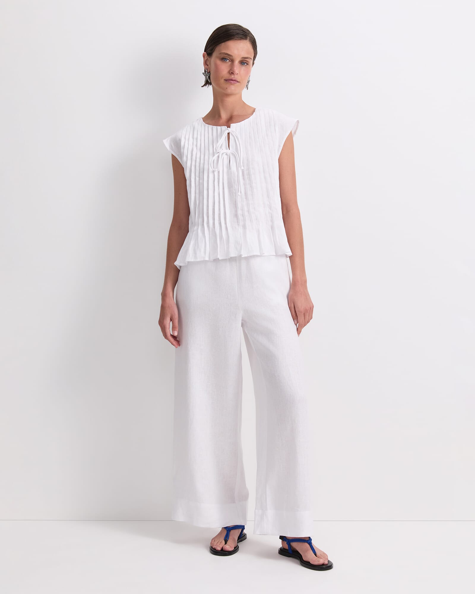 Ariana Pintuck Linen Blouse
