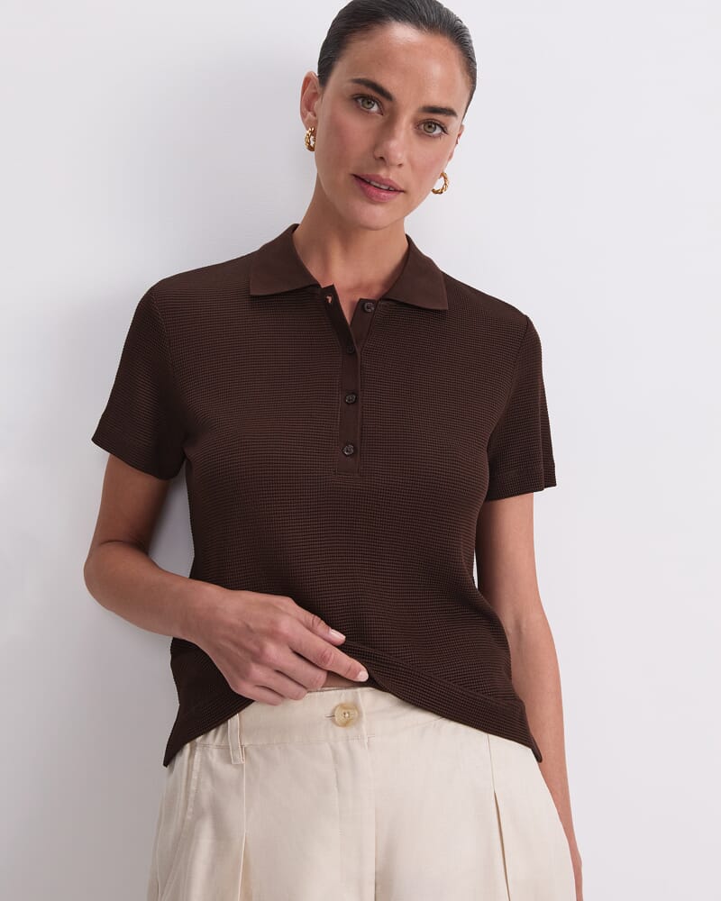 Rubino Polo Top in CHOCOLATE