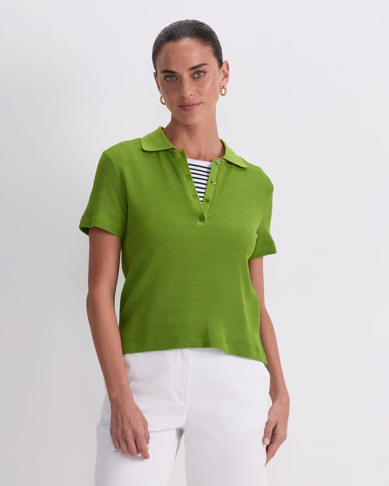 Rubino Polo Top in PEA GREEN