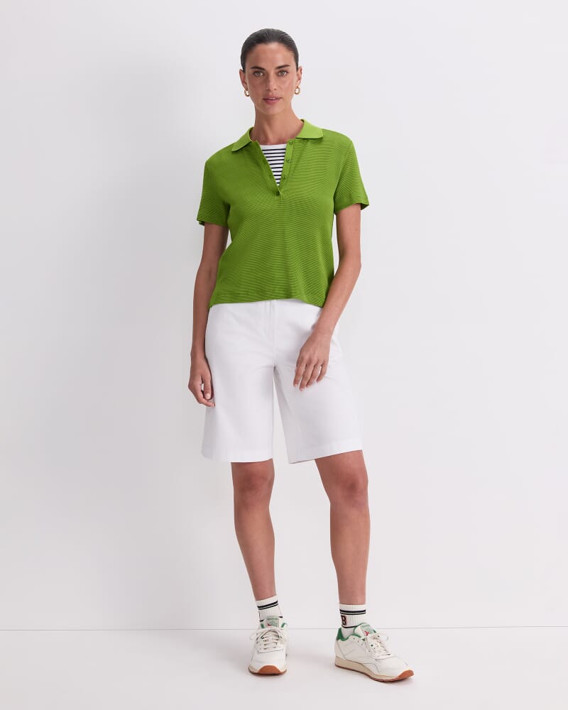 Rubino Polo Top in PEA GREEN