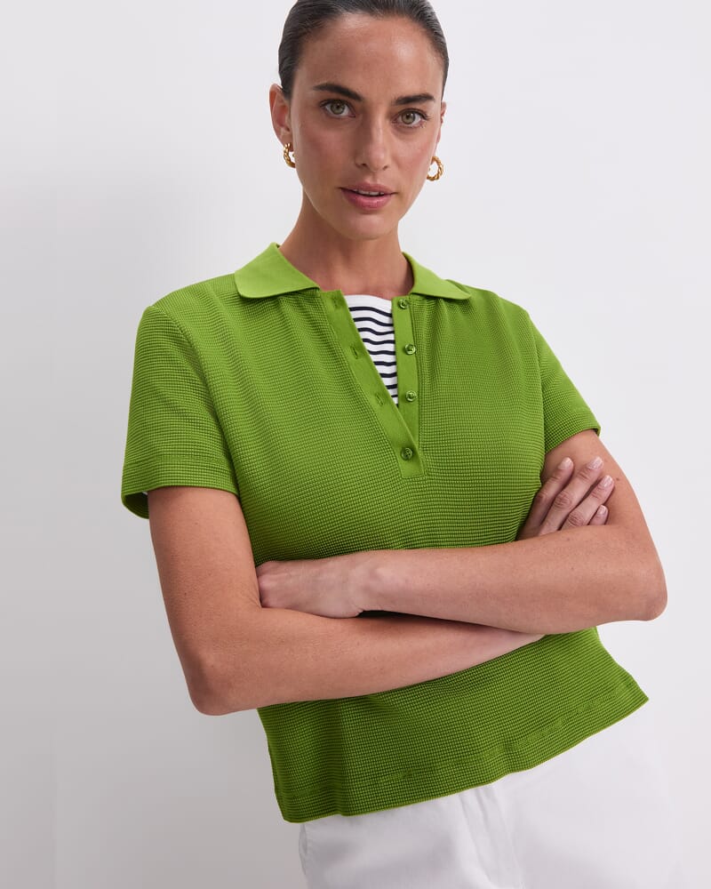 Rubino Polo Top in PEA GREEN
