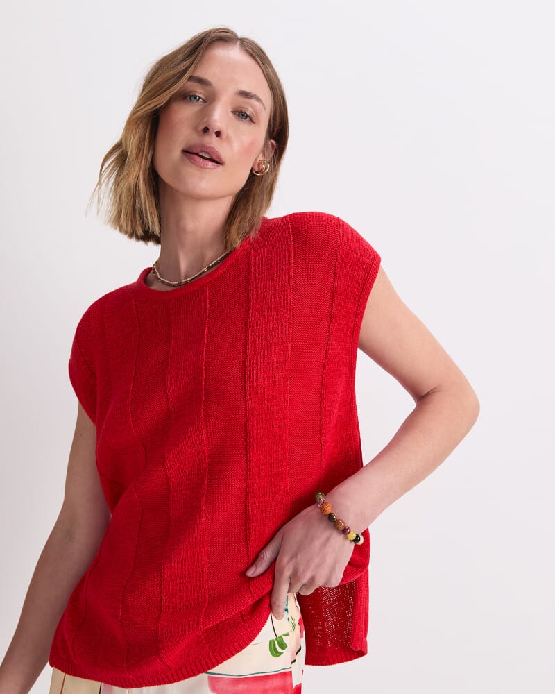 Josie Side Split Knit in RED
