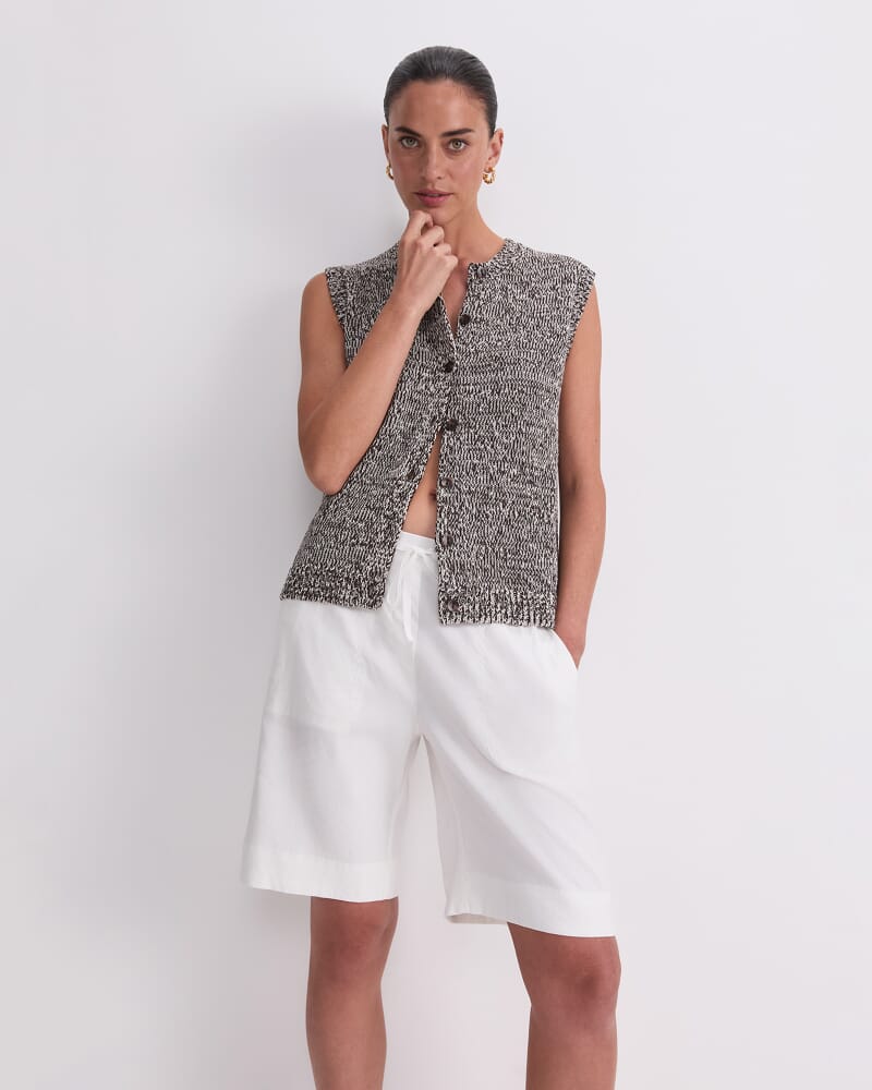 Josie Tape Yarn Twist Vest in CHOCOLATE