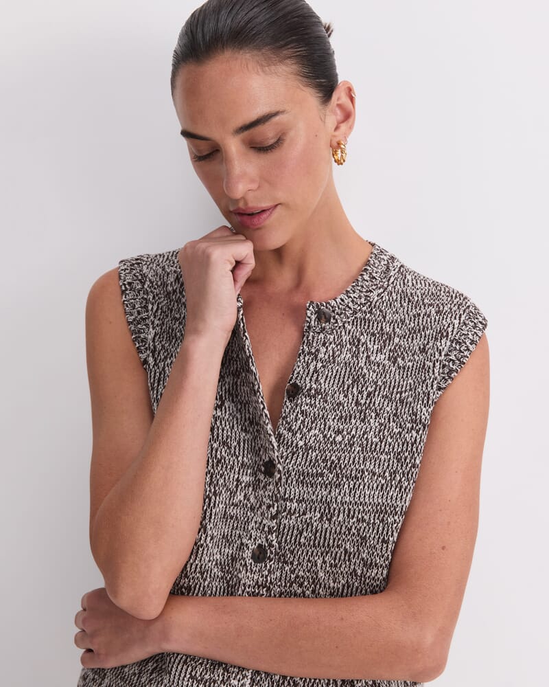 Josie Tape Yarn Twist Vest in CHOCOLATE