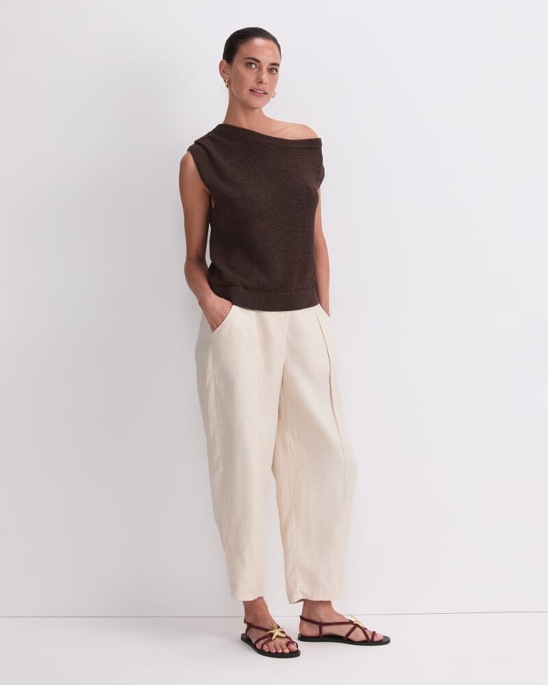 Josie Asymmetric Knit in CHOCOLATE