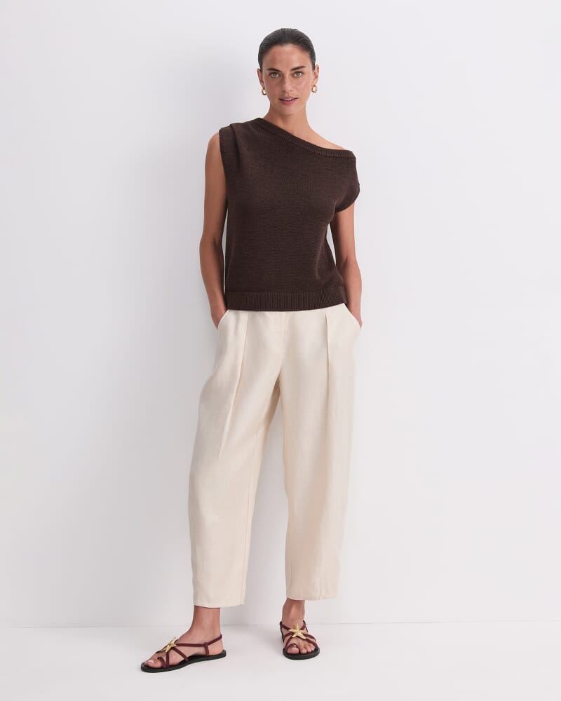 Josie Asymmetric Knit in CHOCOLATE