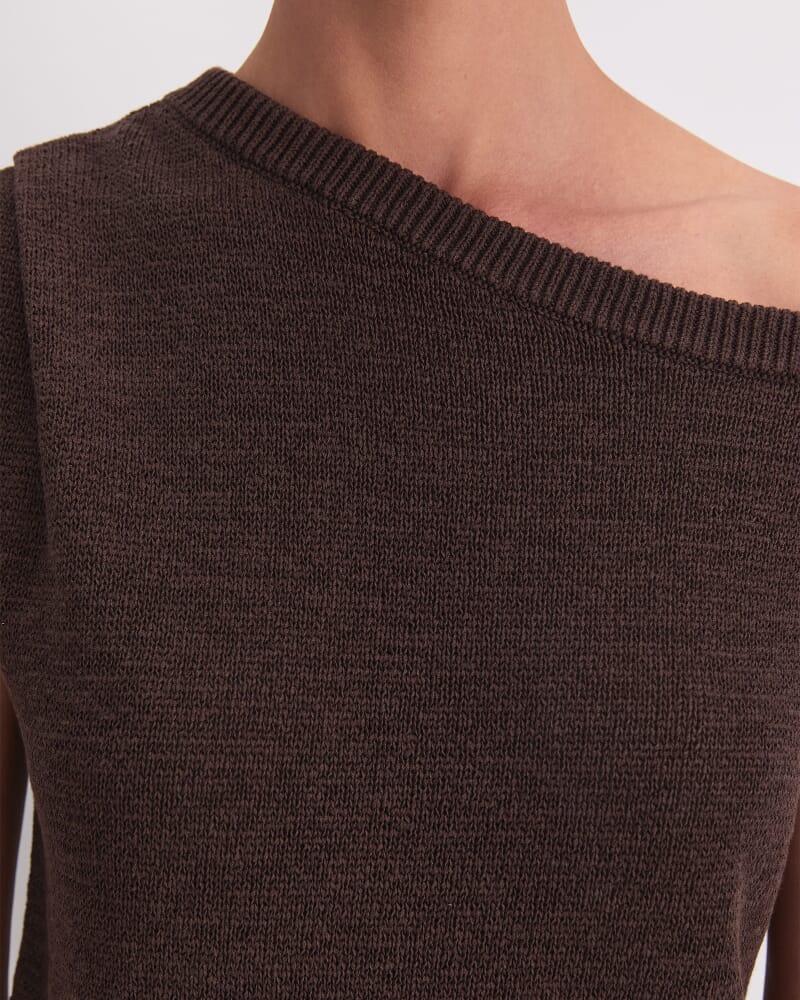 Josie Asymmetric Knit in CHOCOLATE