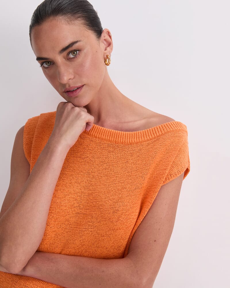Josie Asymmetric Knit in TANGERINE