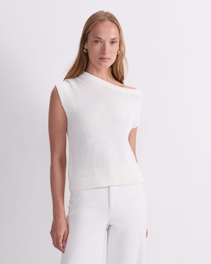Josie Asymmetric Knit in WHITE