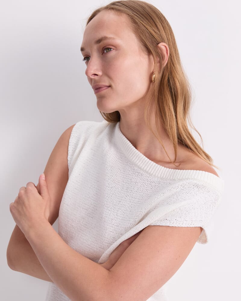 Josie Asymmetric Knit in WHITE
