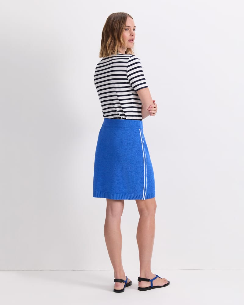 Josie Tape Yarn Knit Mini Skirt in CORNFLOWER