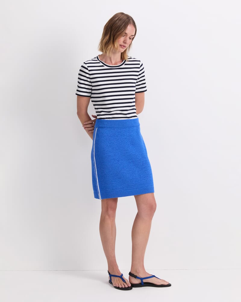 Josie Tape Yarn Knit Mini Skirt in CORNFLOWER