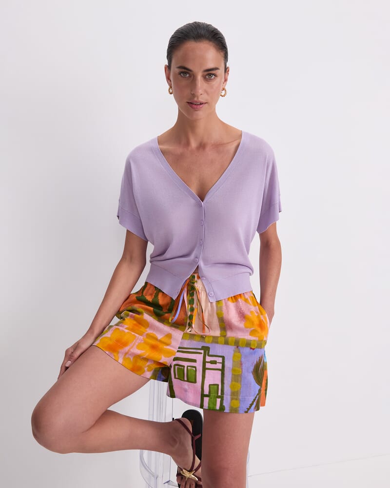 Silk Blend Reversible Knit in LILAC