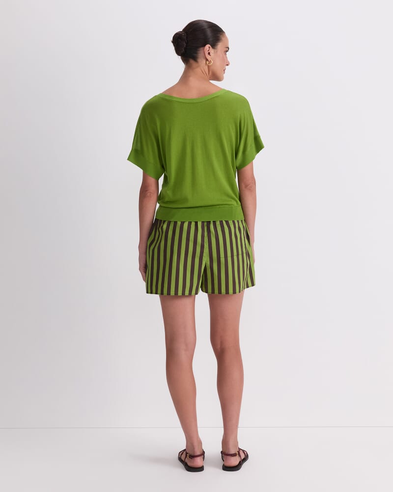 Silk Blend Reversible Knit in PEA GREEN