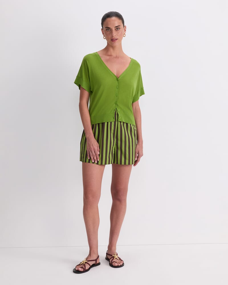 Silk Blend Reversible Knit in PEA GREEN