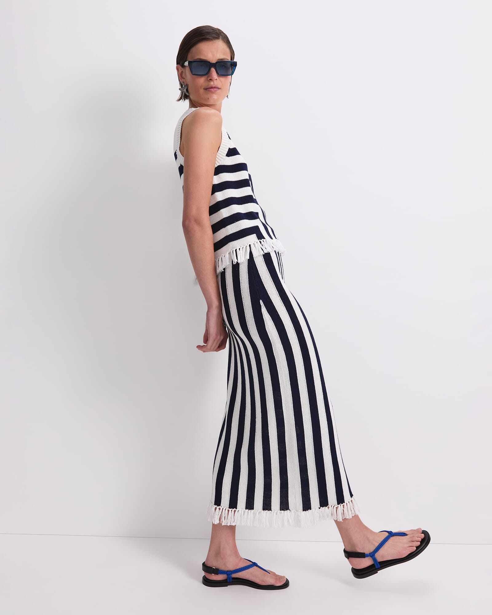 Avoca Fringe Knit Midi Skirt