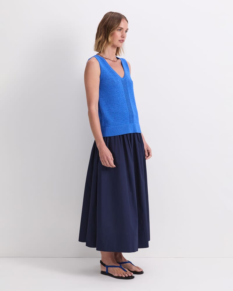 Josie Tape Yarn Knit Singlet in COBALT