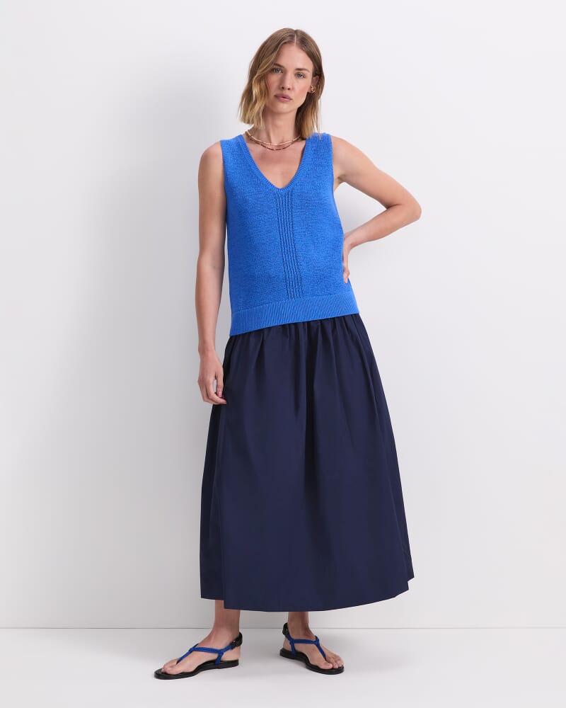 Josie Tape Yarn Knit Singlet in COBALT