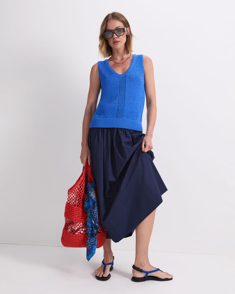 Josie Tape Yarn Knit Singlet in COBALT