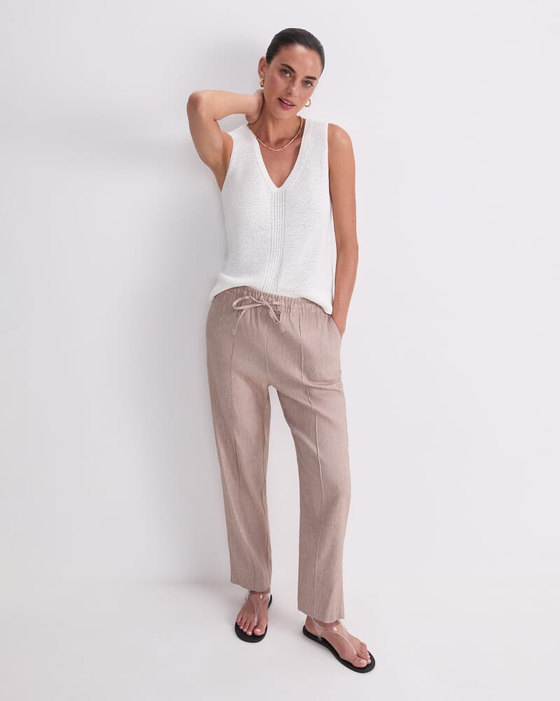 Josie Tape Yarn Knit Singlet in WHITE