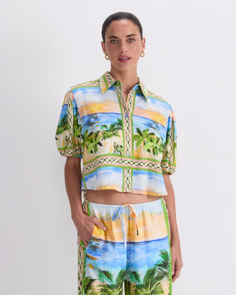 Sunset Palm Blouse in MULTI