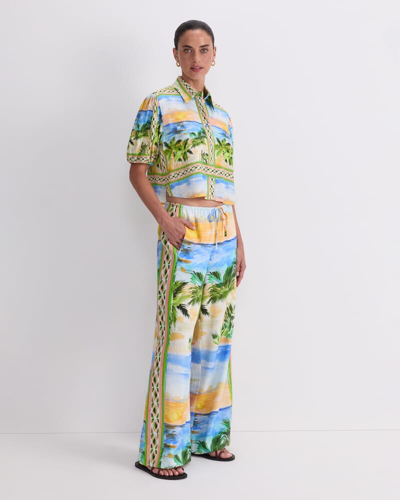 Sunset Palm Blouse in MULTI