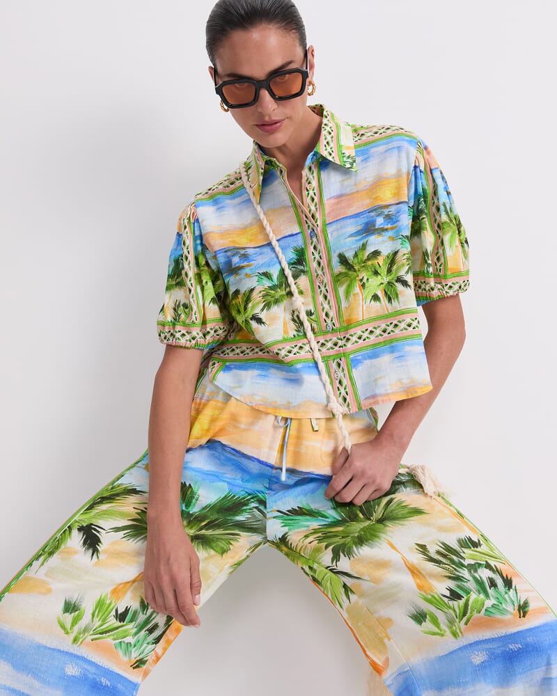 Sunset Palm Blouse in MULTI