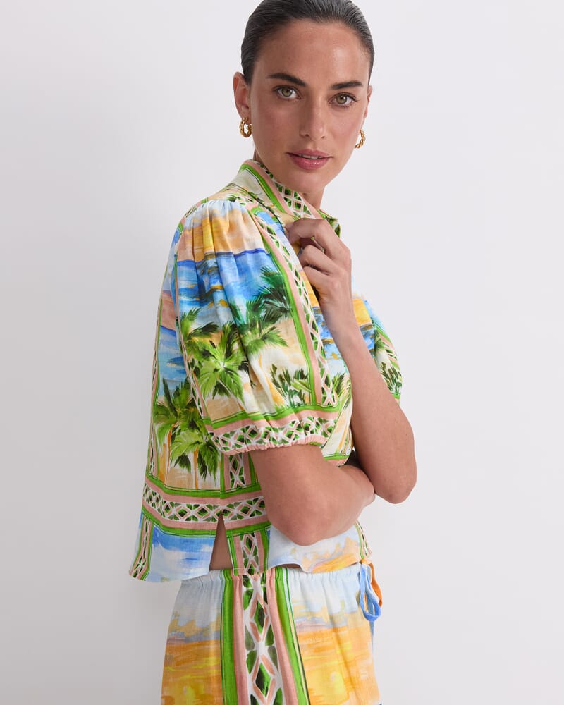 Sunset Palm Blouse in MULTI