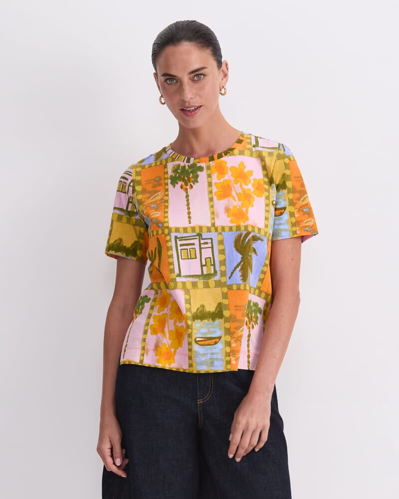 Kai Mercerised Tee in ORANGE MULTI