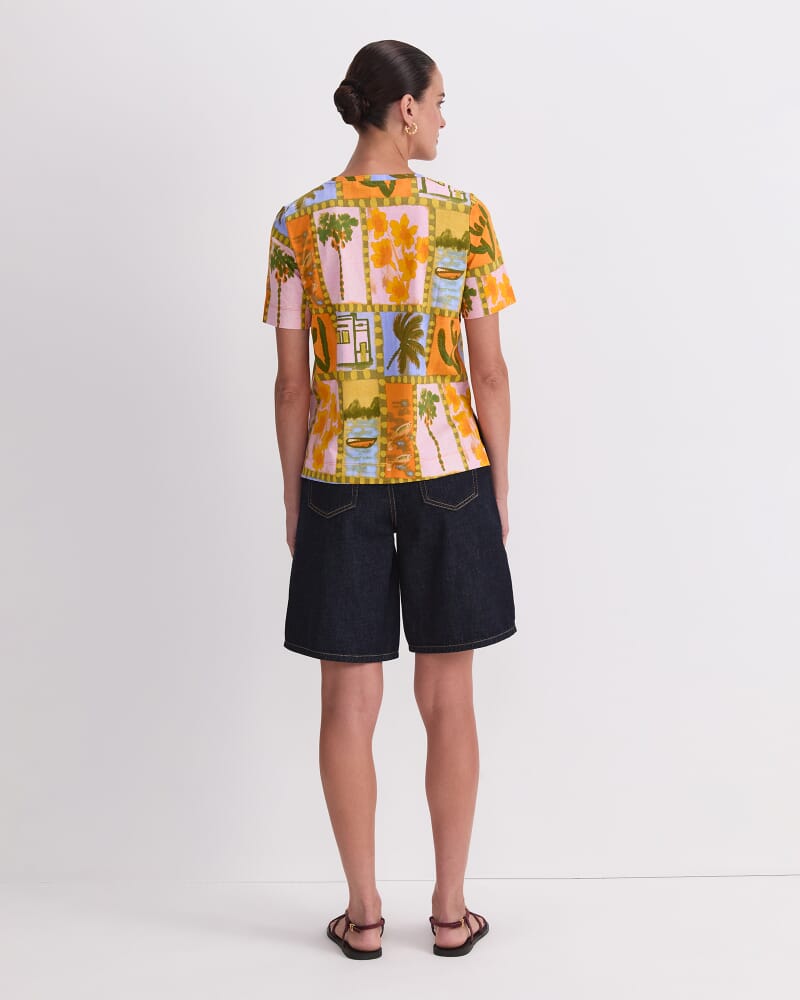 Kai Mercerised Tee in ORANGE MULTI