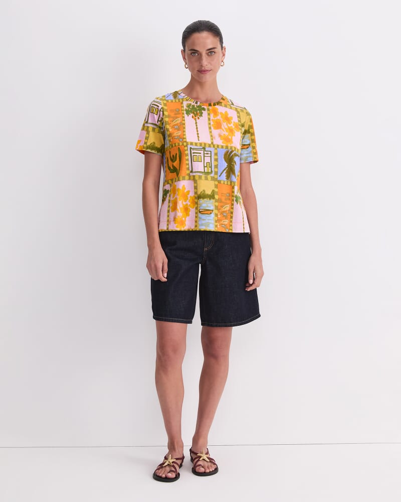 Kai Mercerised Tee in ORANGE MULTI