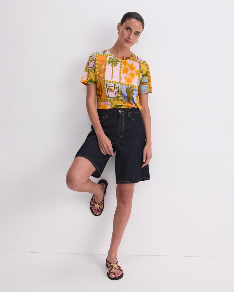 Kai Mercerised Tee in ORANGE MULTI