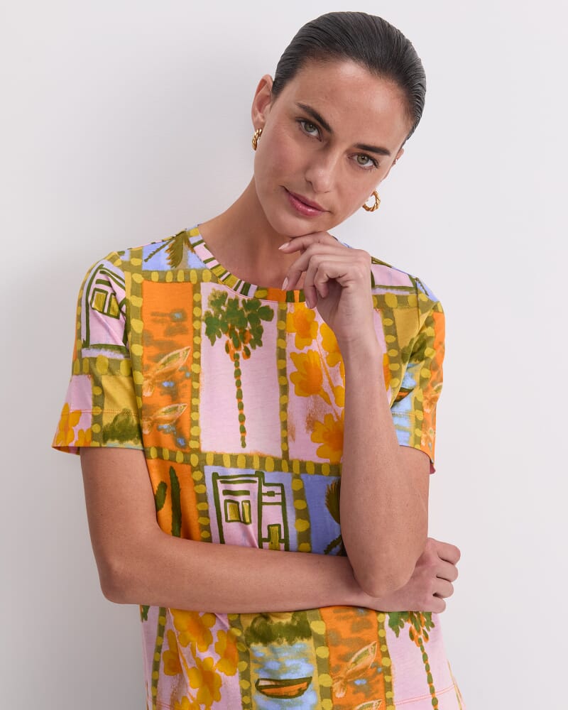 Kai Mercerised Tee in ORANGE MULTI