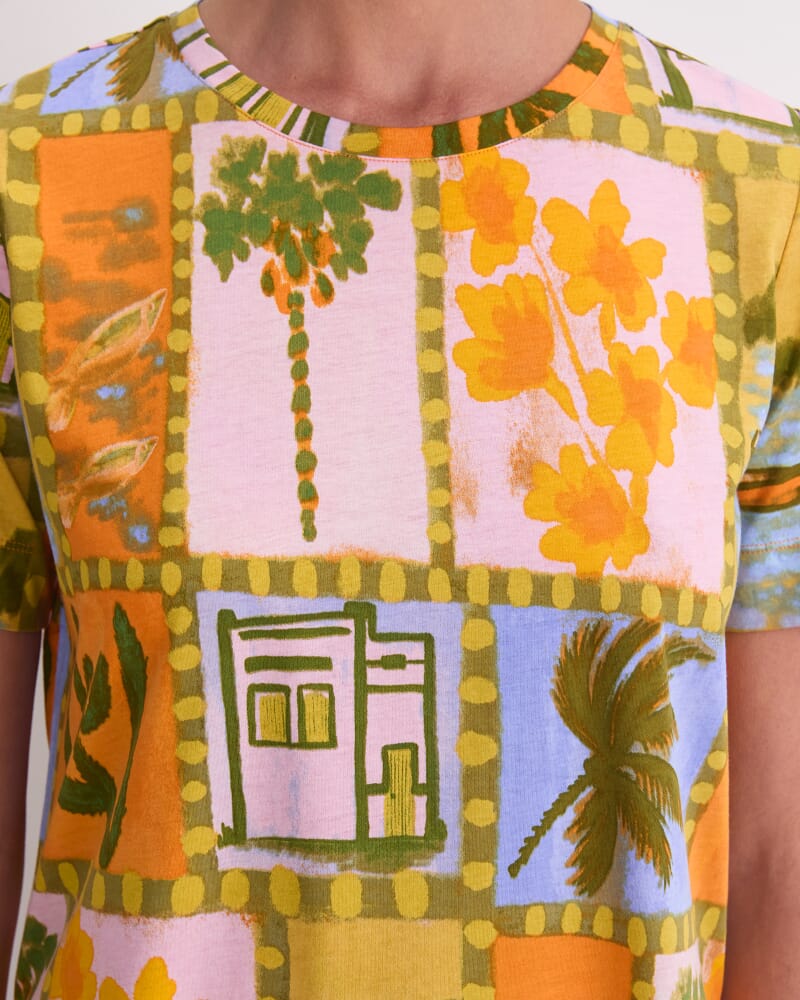 Kai Mercerised Tee in ORANGE MULTI