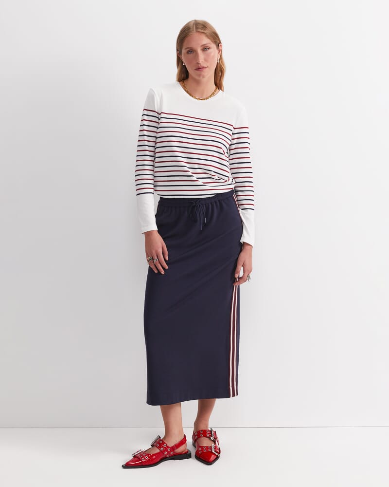 Misha Pull On Midi Skirt in NAVY