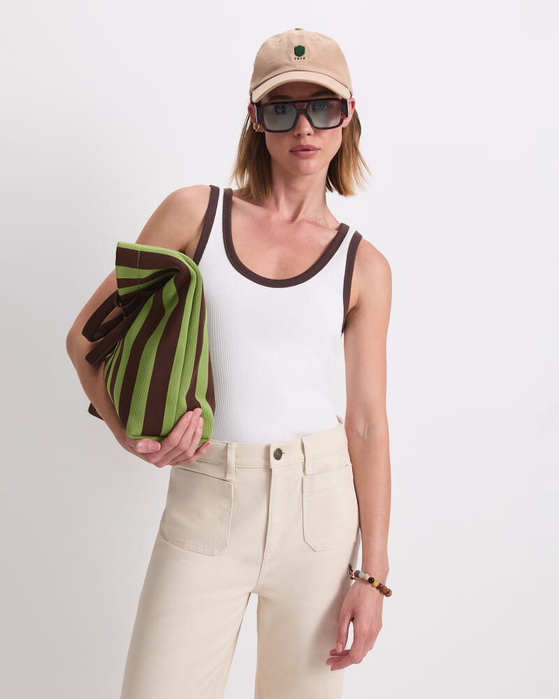 Raye Cotton Blend Tank in WHITE/CHOC