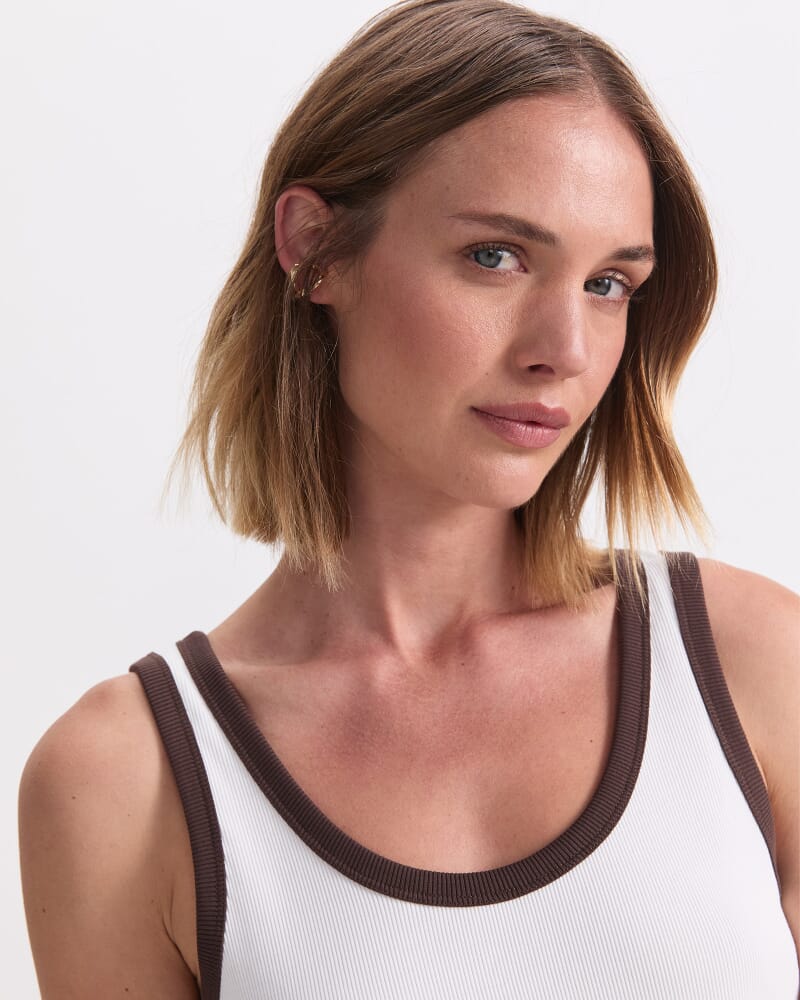 Raye Cotton Blend Tank in WHITE/CHOC