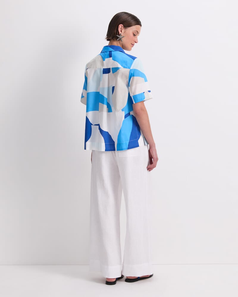 Nora Short Sleeve Lily Voile Shirt in BLUE MULTI