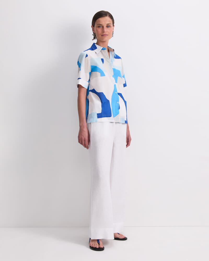 Nora Short Sleeve Lily Voile Shirt in BLUE MULTI