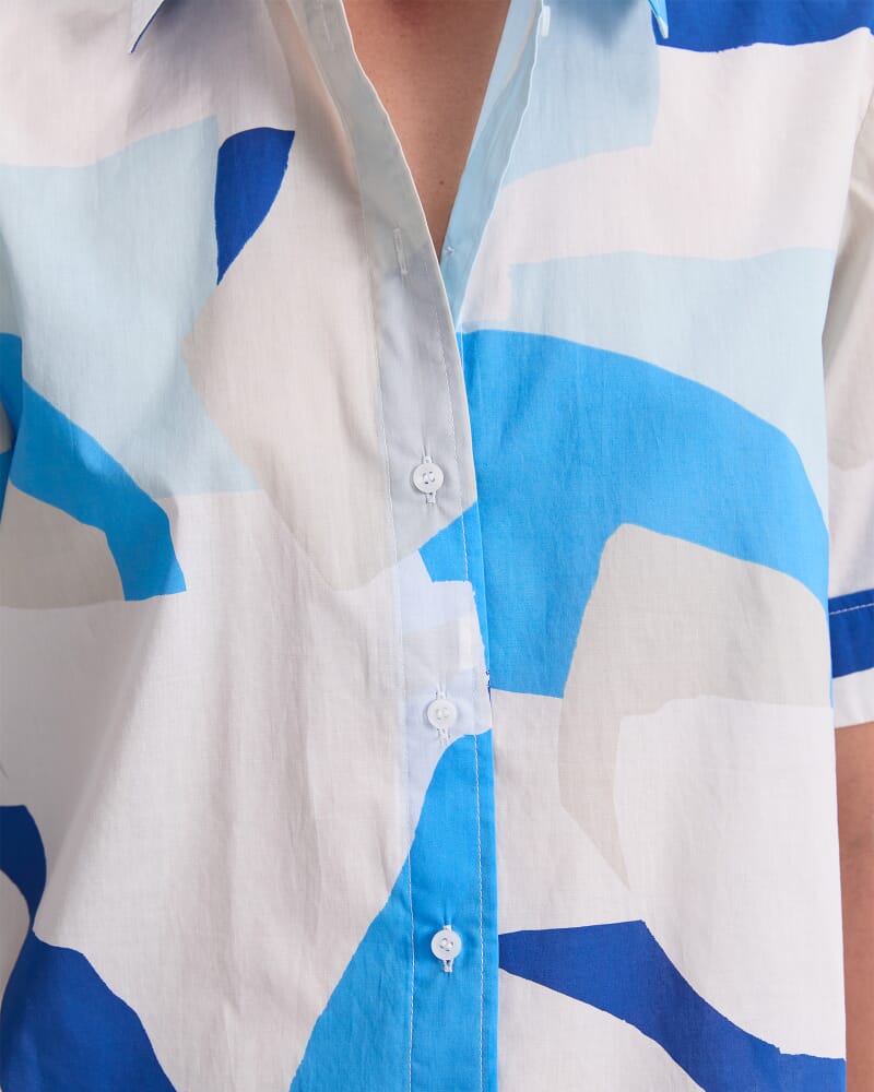 Nora Short Sleeve Lily Voile Shirt in BLUE MULTI