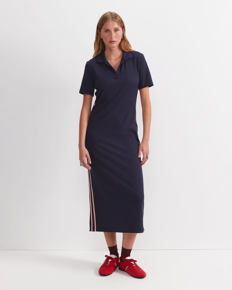 Misha Polo Midi Dress in NAVY