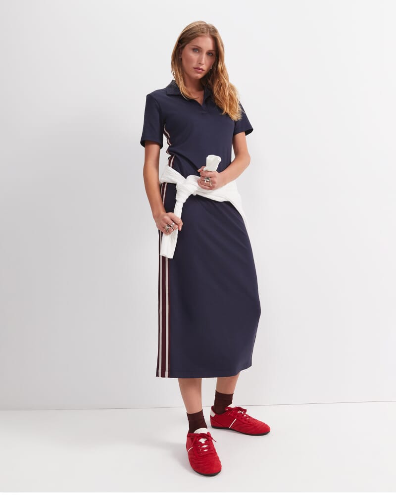 Misha Polo Midi Dress in NAVY