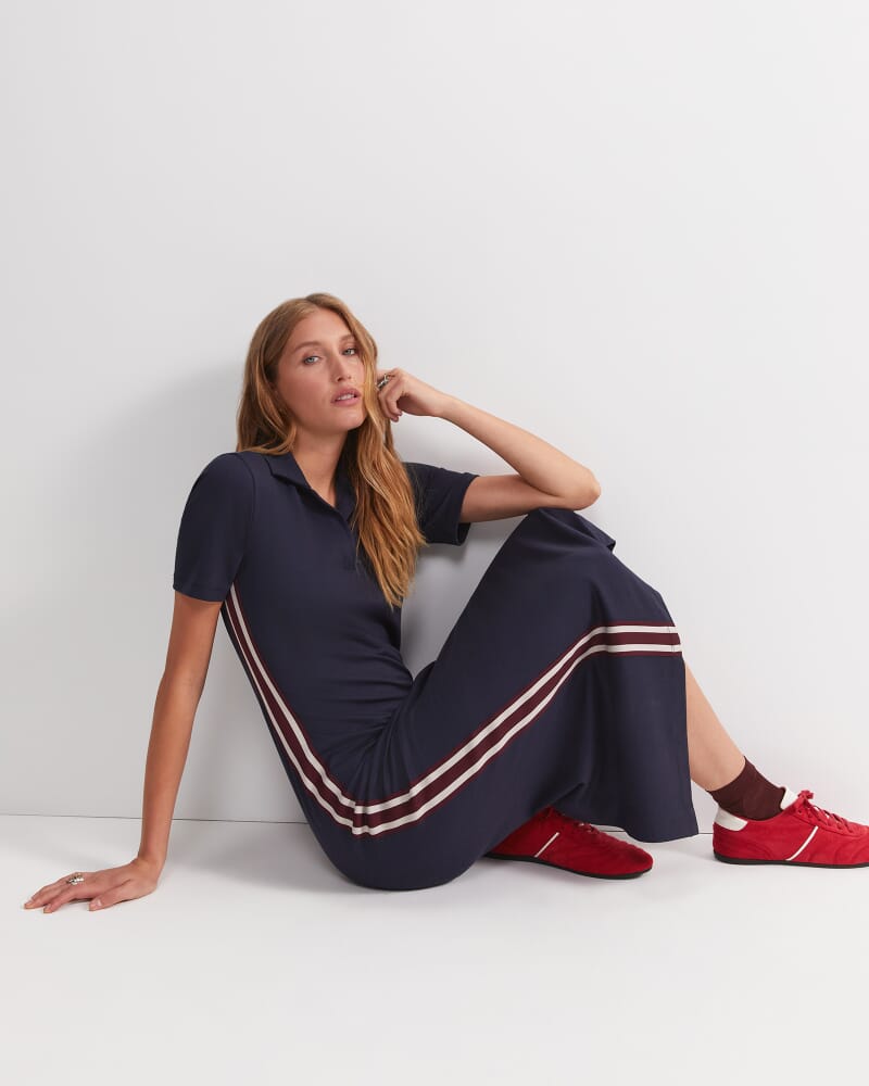 Misha Polo Midi Dress in NAVY