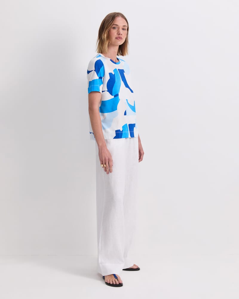 Nora Mercerised Cotton Tee in BLUE MULTI