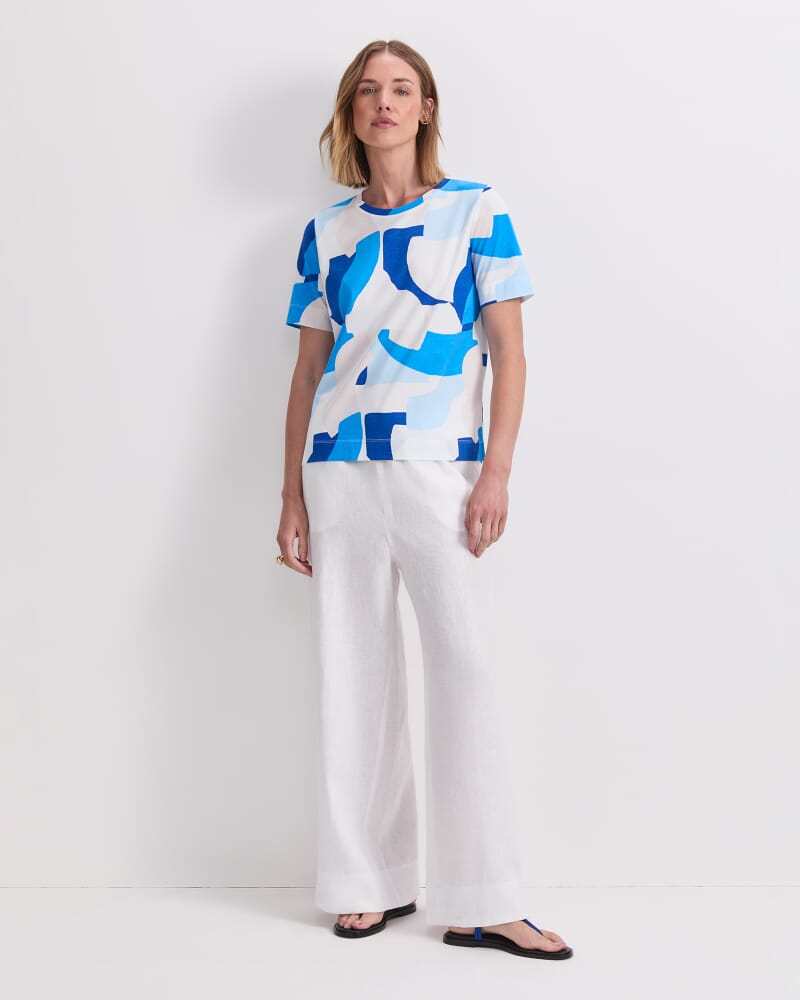 Nora Mercerised Cotton Tee in BLUE MULTI