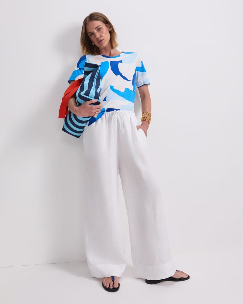 Nora Mercerised Cotton Tee in BLUE MULTI