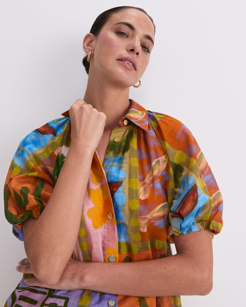 Kai Printed Blouse in ORANGE MULTI